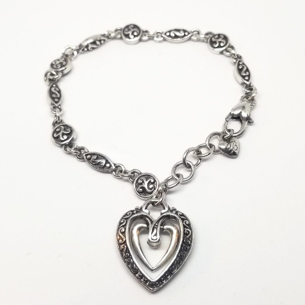 Brighton Double Open Heart Dangle Charm Bracelet